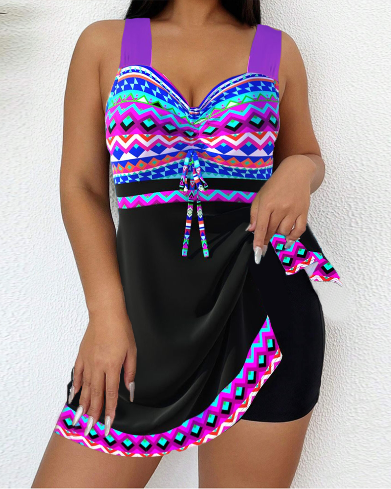 Lea – Tankini Damen Mit Kordelzug Gestreift Elegant