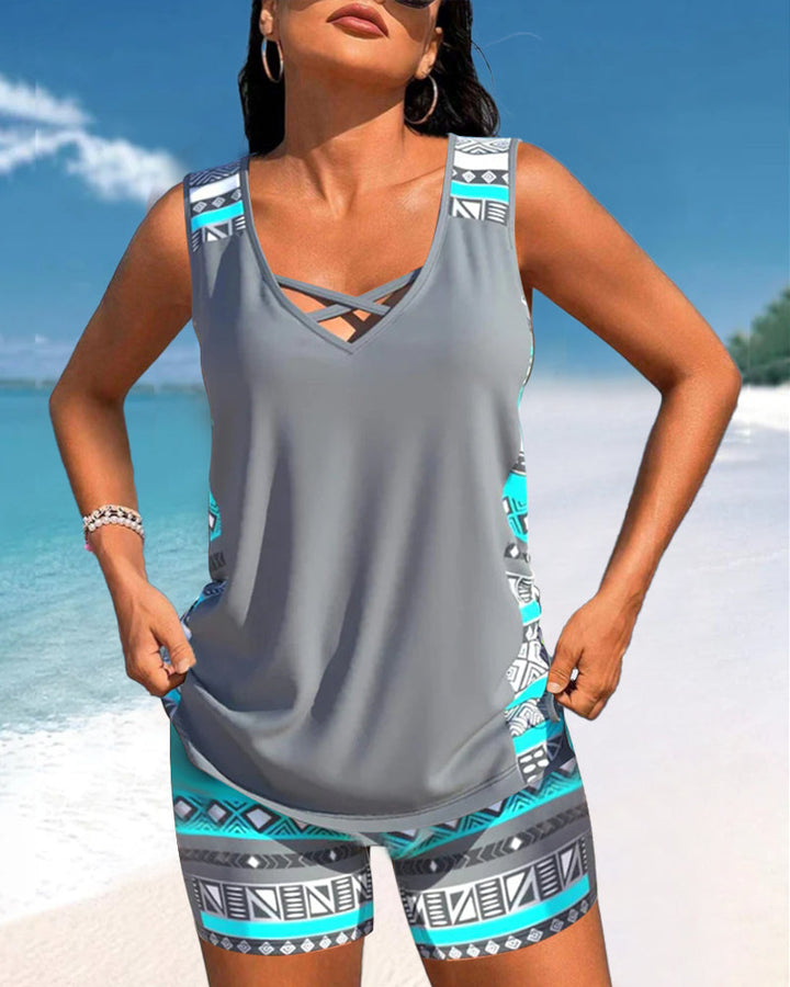 Sophie – Tankini Damen Geometrisches Muster V-Ausschnitt