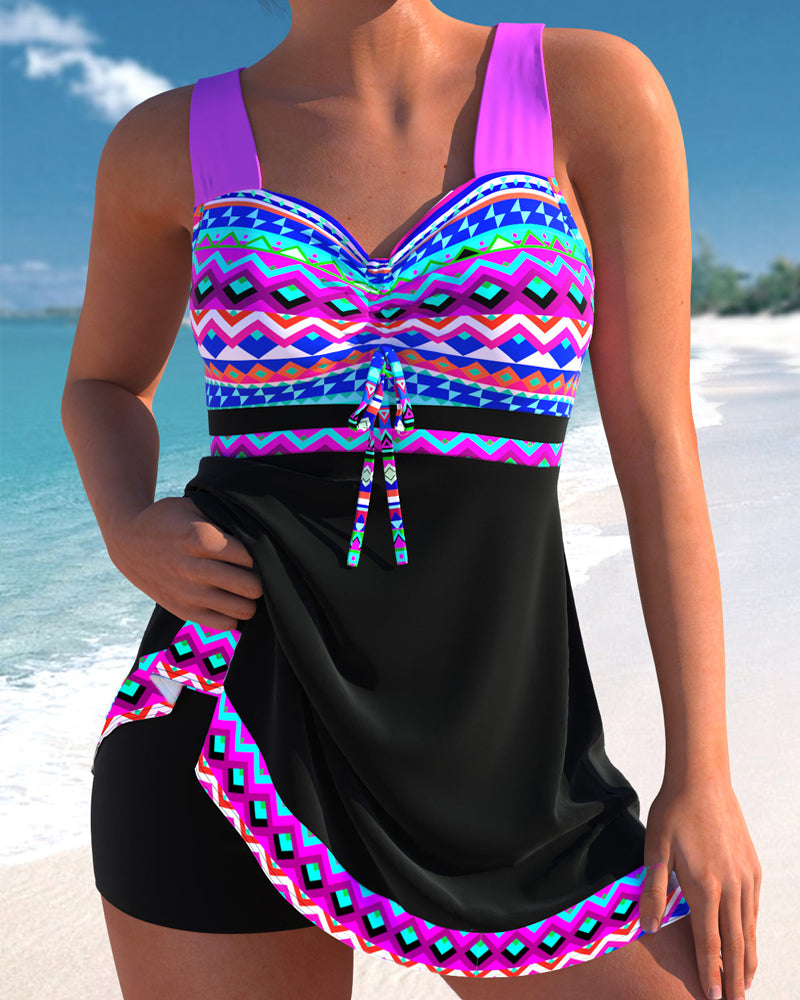 Lea – Tankini Damen Mit Kordelzug Gestreift Elegant