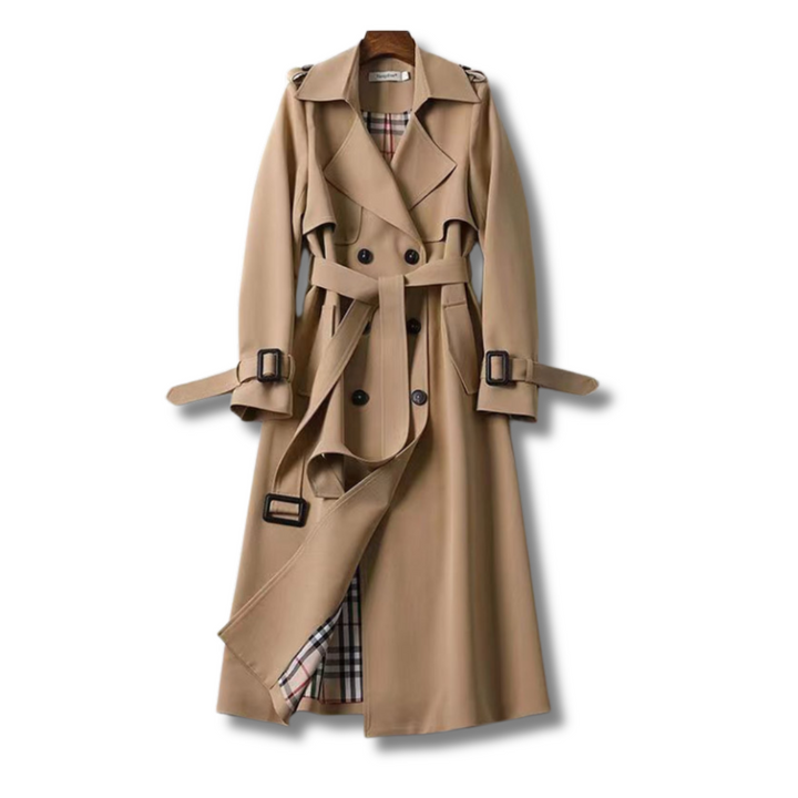 Jualita – Damen Trenchcoat Elegant Klassisch mit Taillengürtel