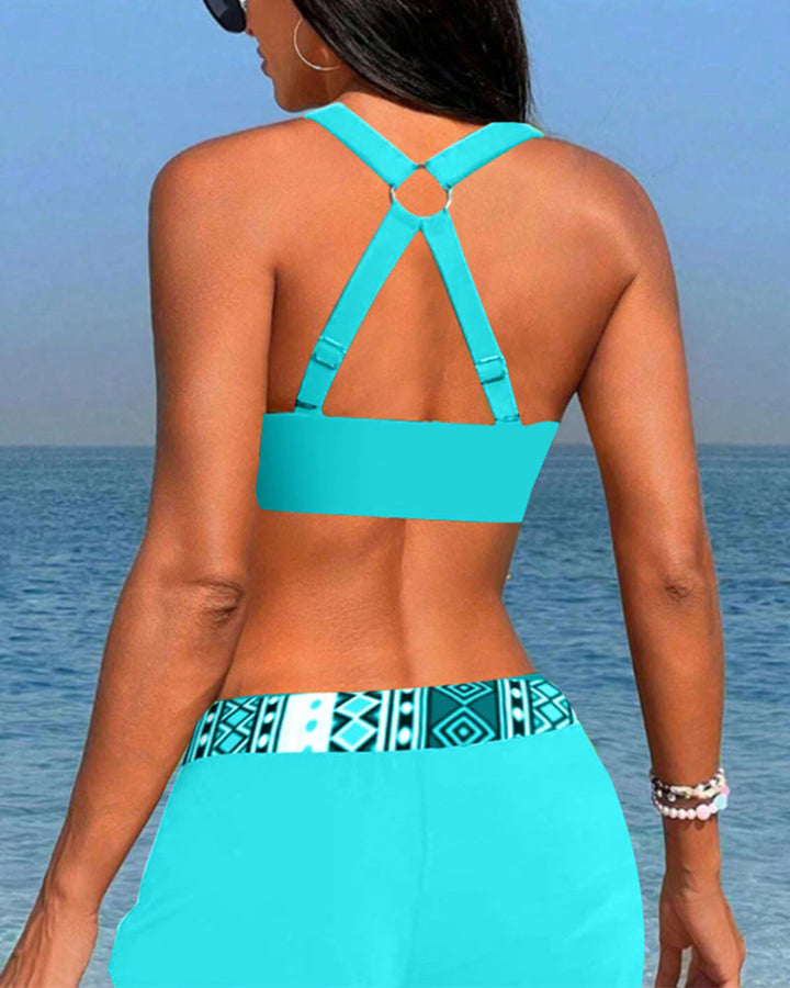 Lena – Tankini Damen Hochgeschnitten Geometrisches Muster