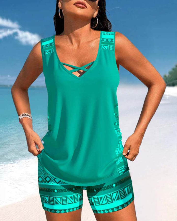 Sophie – Tankini Damen Geometrisches Muster V-Ausschnitt