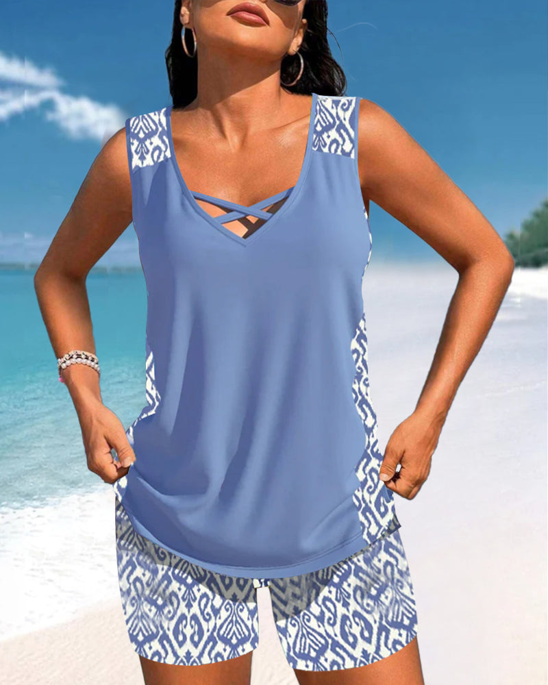 Sophie – Tankini Damen Geometrisches Muster V-Ausschnitt