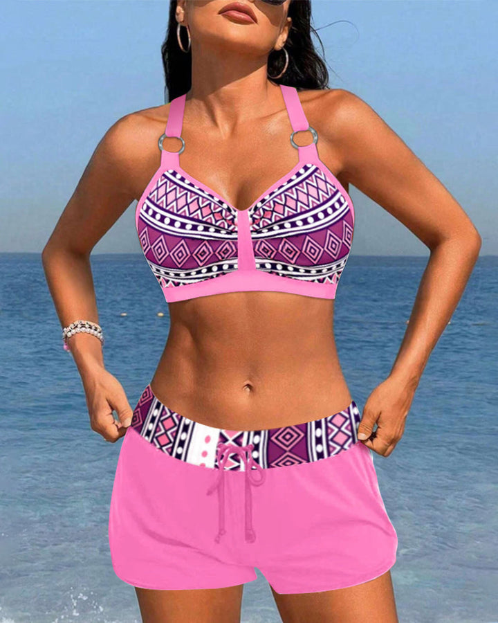 Lena – Tankini Damen Hochgeschnitten Geometrisches Muster