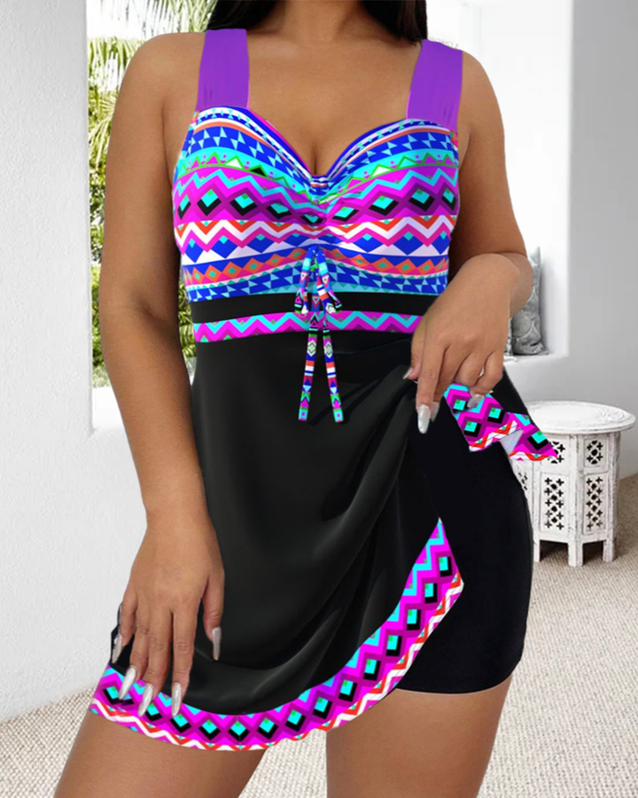 Lea – Tankini Damen Mit Kordelzug Gestreift Elegant