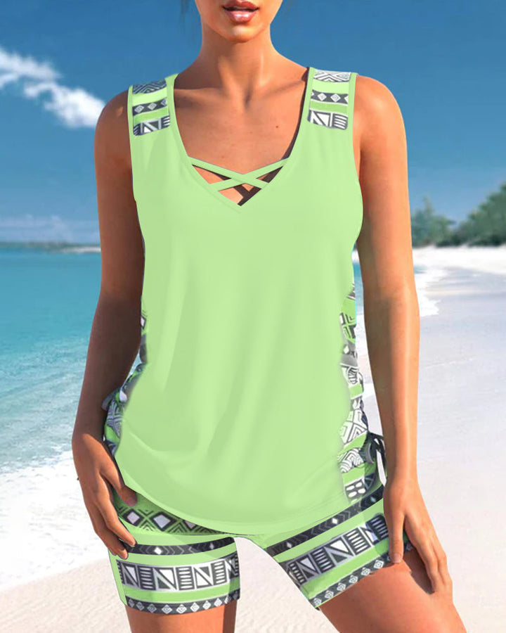 Sophie – Tankini Damen Geometrisches Muster V-Ausschnitt