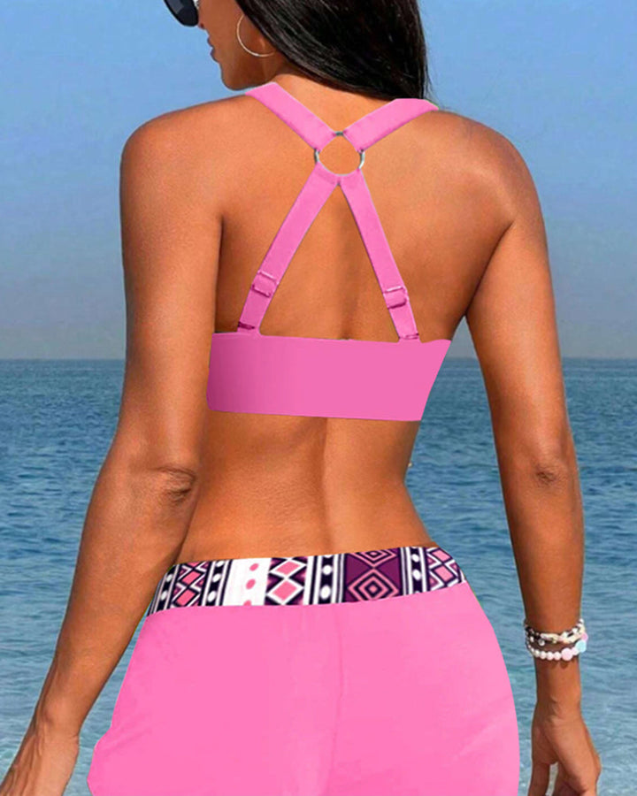 Lena – Tankini Damen Hochgeschnitten Geometrisches Muster
