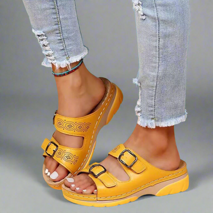 Dorothee | Sandale mit hohem Absatz und doppeltem Riemen – Bequem und Stilvoll