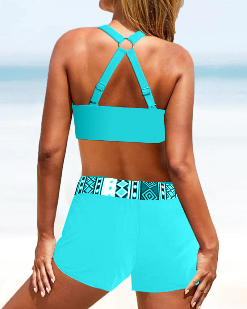 Lena – Tankini Damen Hochgeschnitten Geometrisches Muster