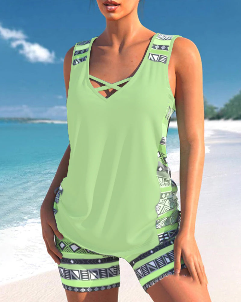 Sophie – Tankini Damen Geometrisches Muster V-Ausschnitt