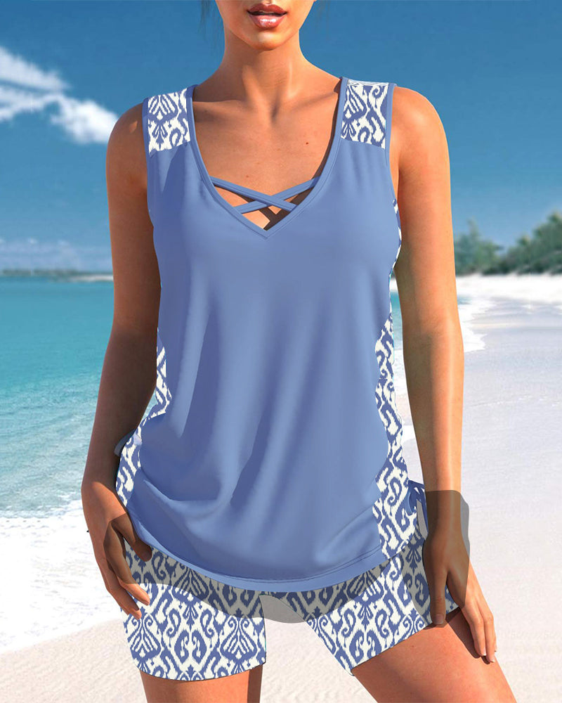 Sophie – Tankini Damen Geometrisches Muster V-Ausschnitt