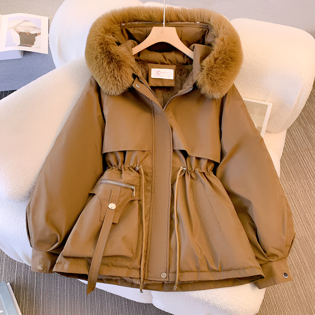 Olivia – Eleganter Damen-Wintermantel mit Kapuze und Fleece-Futter