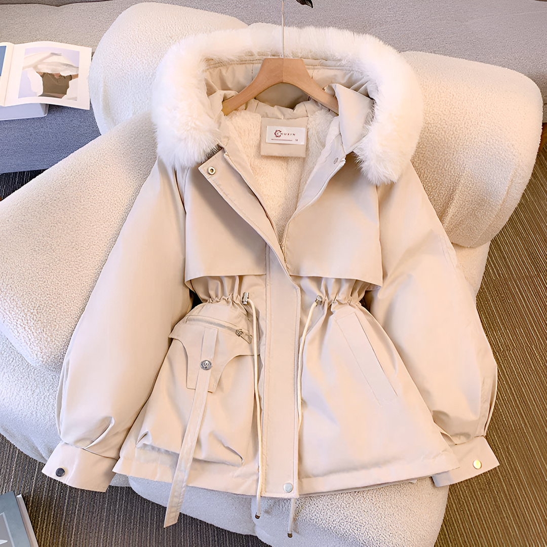 Olivia – Eleganter Damen-Wintermantel mit Kapuze und Fleece-Futter