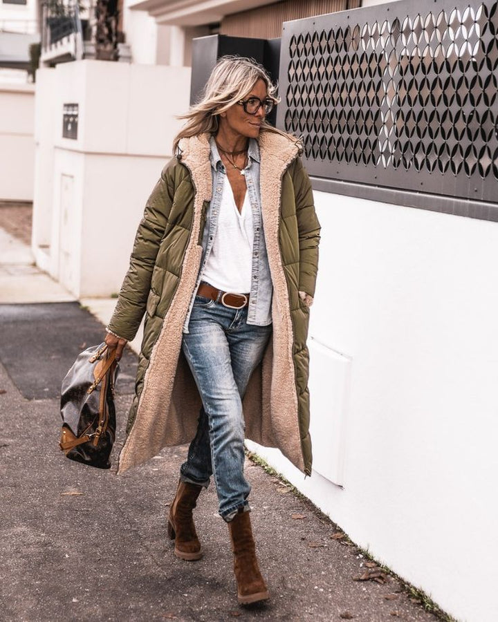 Arana – Damen Parka Doppeljacke mit Stepp und Sherpa-Futter