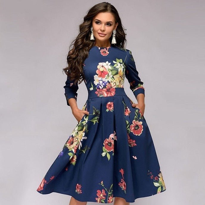 Sibylle – Florales Damenkleid aus Viskose mit Tailliertem Schnitt