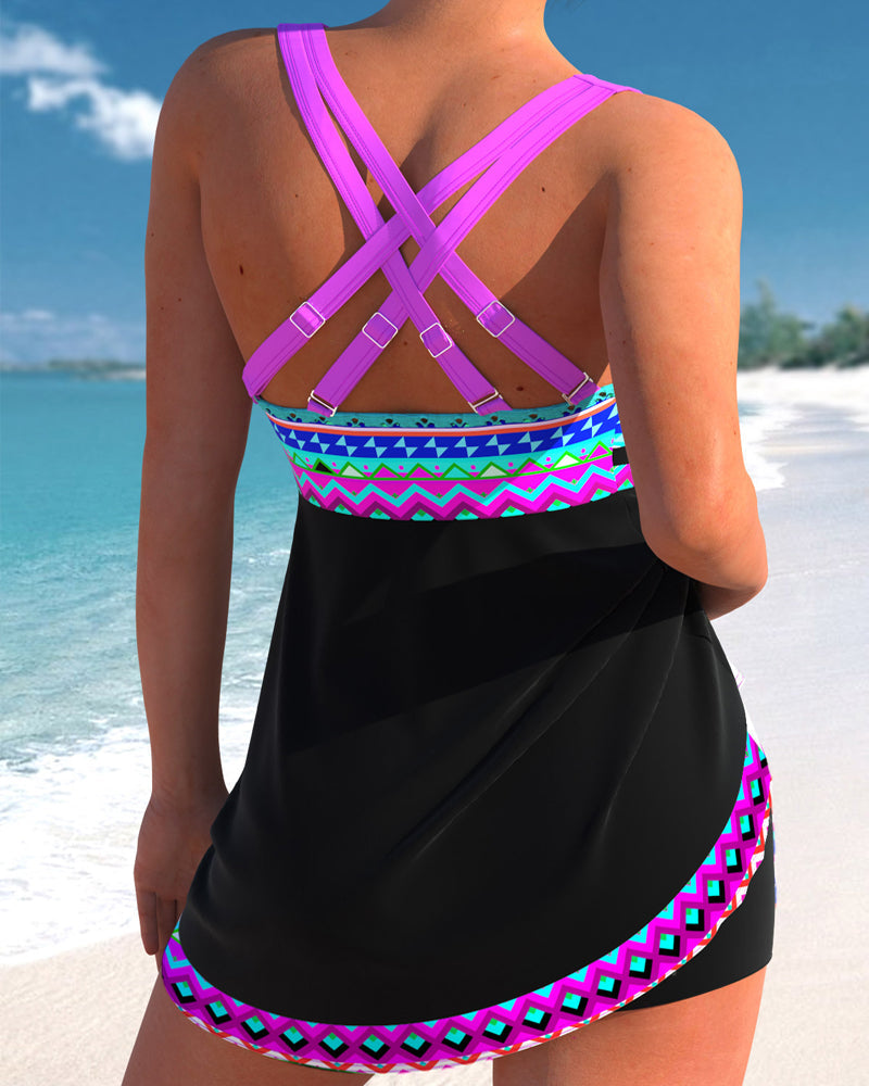 Lea – Tankini Damen Mit Kordelzug Gestreift Elegant