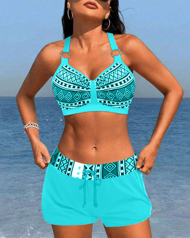 Lena – Tankini Damen Hochgeschnitten Geometrisches Muster