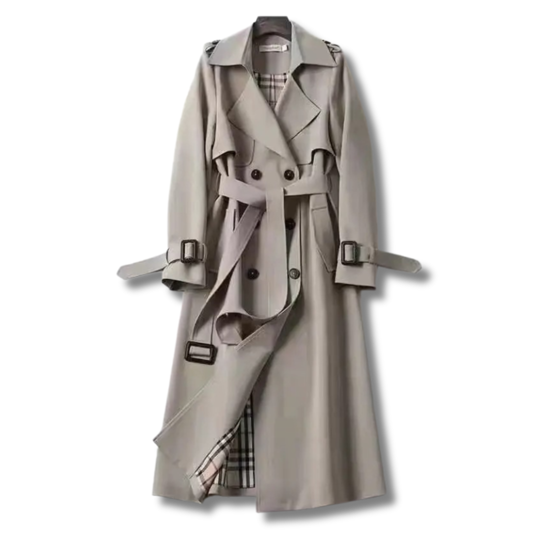 Jualita – Damen Trenchcoat Elegant Klassisch mit Taillengürtel