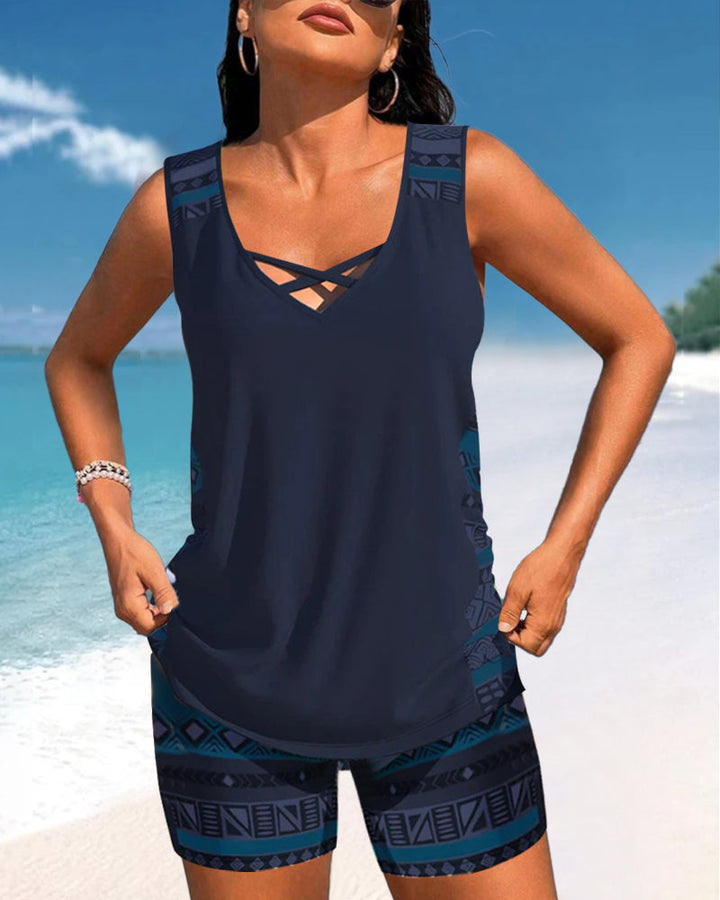 Sophie – Tankini Damen Geometrisches Muster V-Ausschnitt