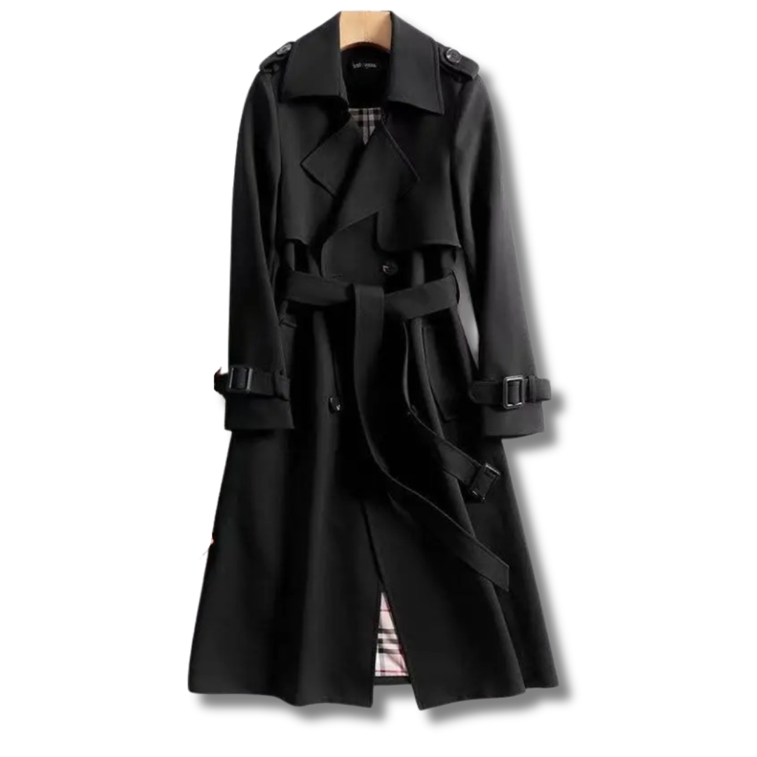 Jualita – Damen Trenchcoat Elegant Klassisch mit Taillengürtel