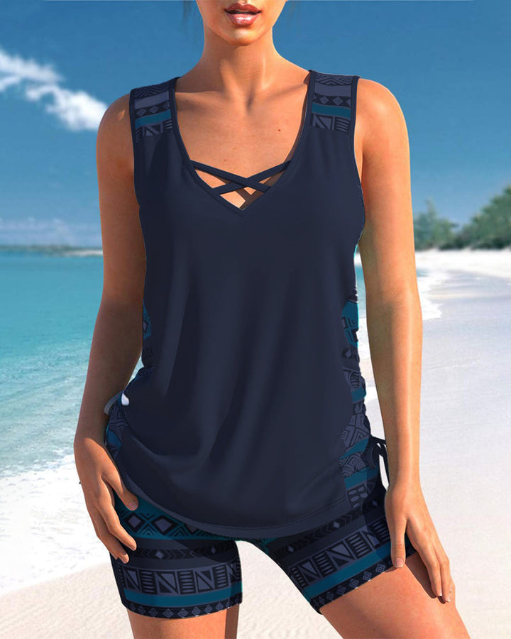 Sophie – Tankini Damen Geometrisches Muster V-Ausschnitt