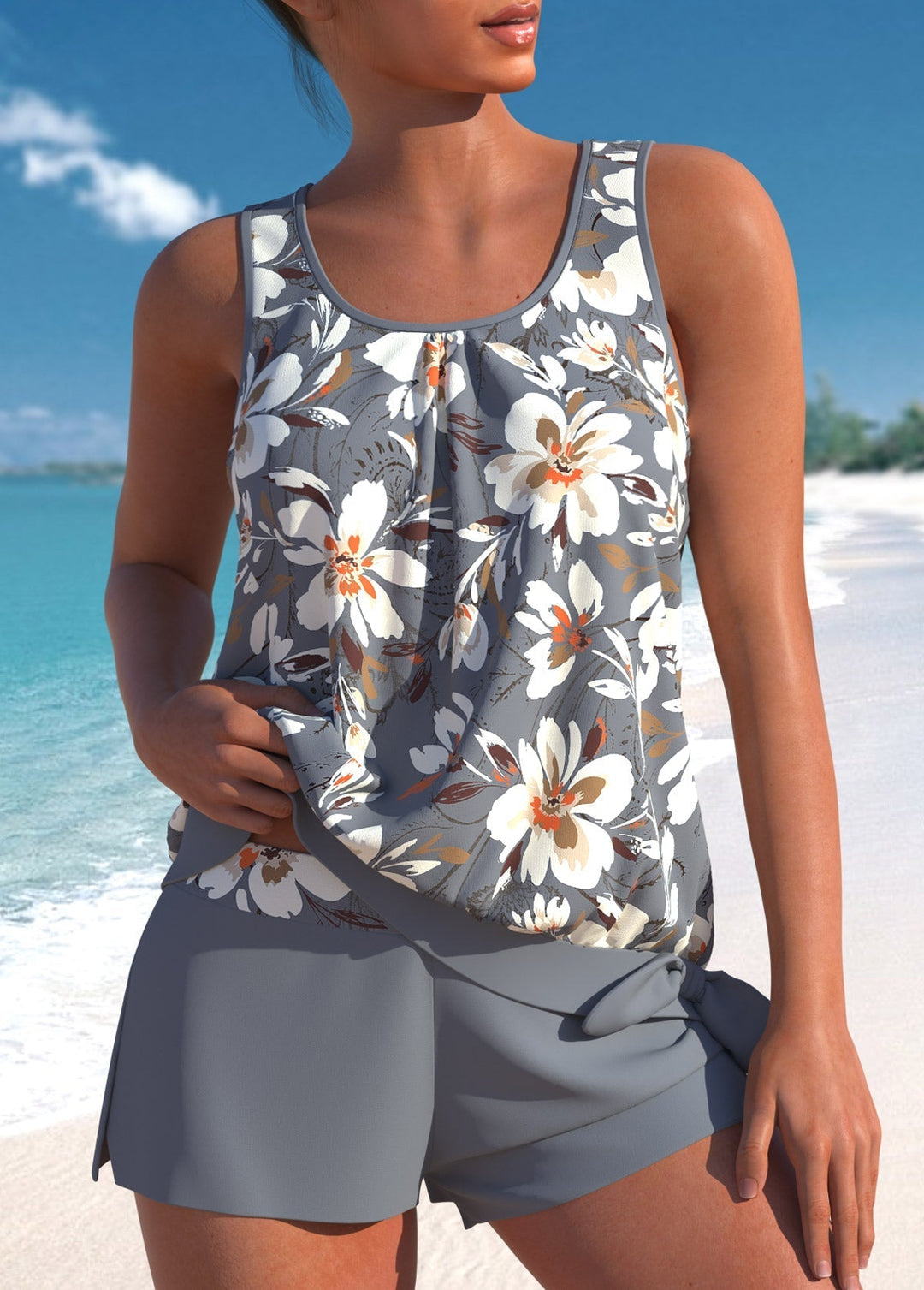 Remy | Eleganter High-Waist-Tankini mit tropischem Print | Letzter Tag 80 % Rabatt!