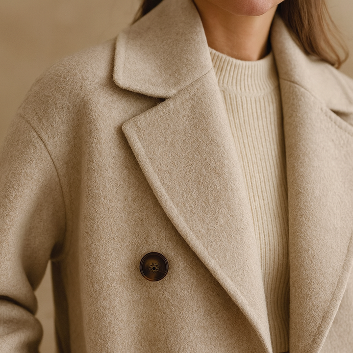 Jauceline – Langer Damenmantel aus Wolle mit Gürtel Elegant