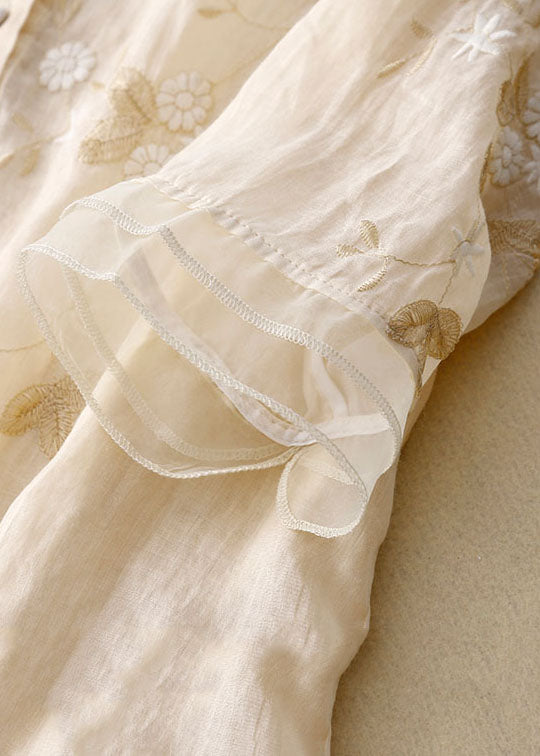 Kourtney – Damenbluse aus Baumwolle mit Blumenstickerei und elegantem Schnitt