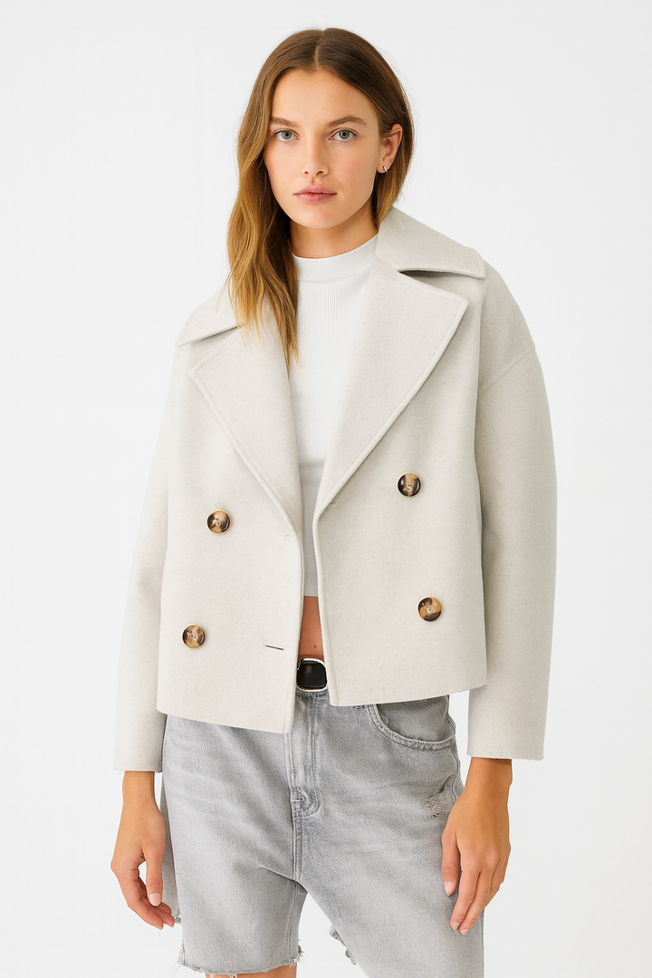 Stella – Eleganter Damenblazer im Cropped-Stil mit Spitzrevers