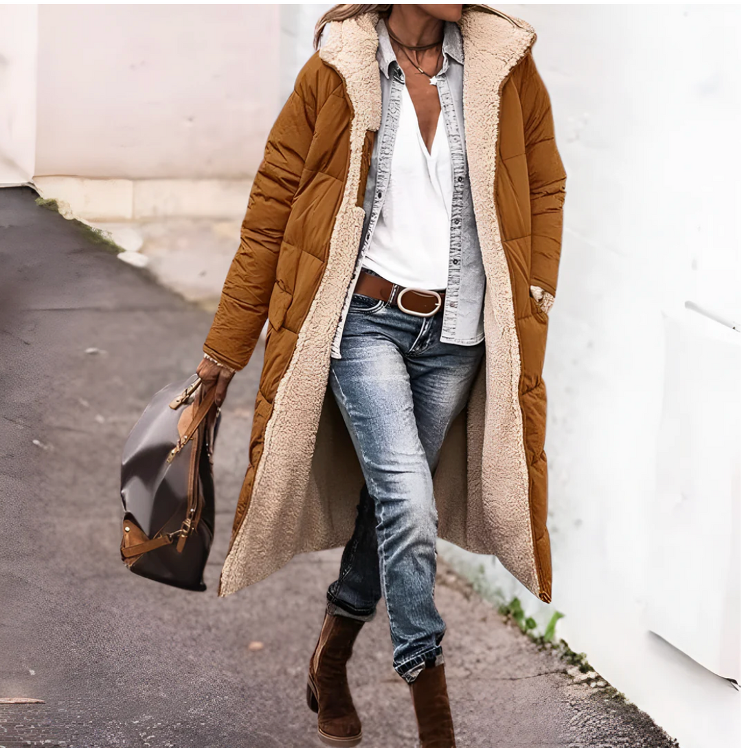 Arana – Damen Parka Doppeljacke mit Stepp und Sherpa-Futter