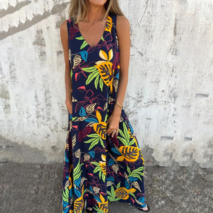 Ylva – Maxikleid Damen V-Ausschnitt Fließend Figurbetont