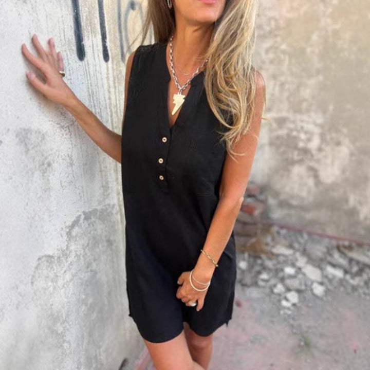 BLANDA I ÄRMELLOSES LEINEN-KLEID