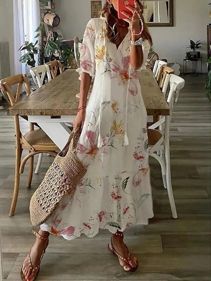 Beatrice – Boho Kleid für Damen aus Leichtem Stoff mit Muster