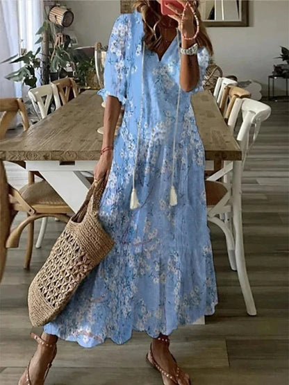 Beatrice – Boho Kleid für Damen aus Leichtem Stoff mit Muster