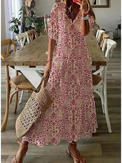 Beatrice – Boho Kleid für Damen aus Leichtem Stoff mit Muster