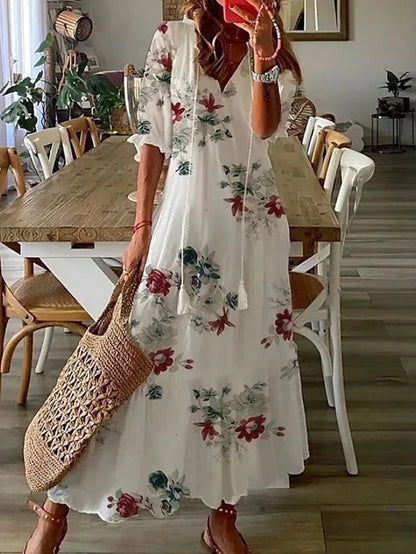 Beatrice – Boho Kleid für Damen aus Leichtem Stoff mit Muster